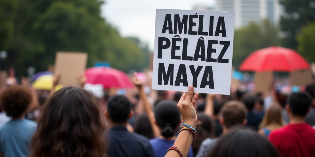 a large group of people holding signs and umbrellas in the air with one person holding a sign that s