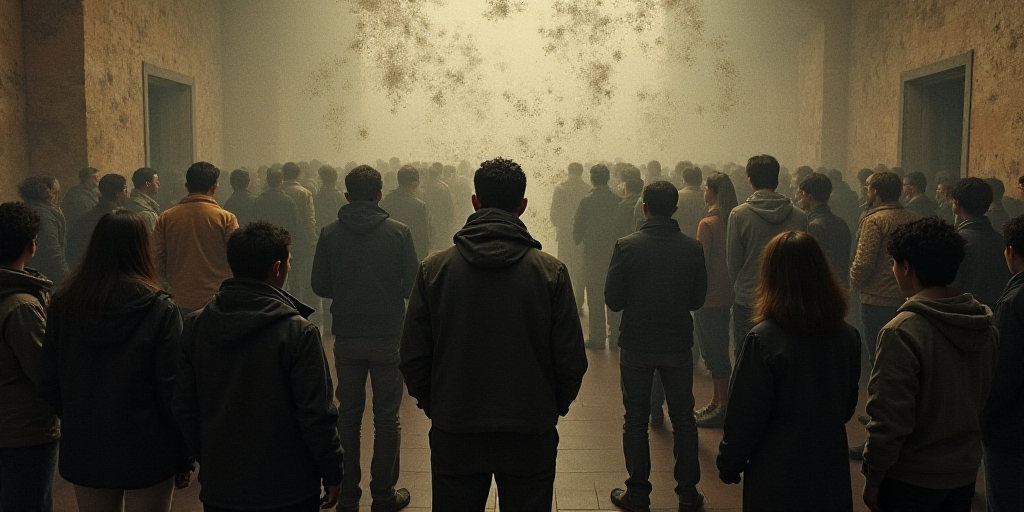 a large group of people standing in a room together for a photo in front of a crowd of people, Carlo