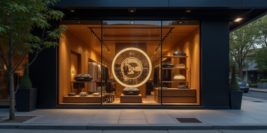 a logo for a company that sells accessories and accessories for sale in the store's storefront windo
