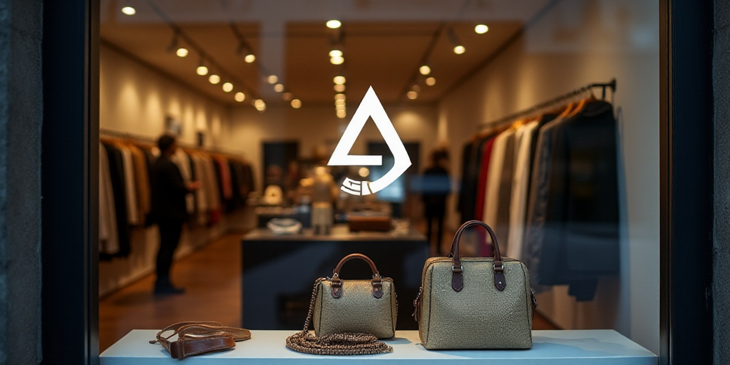 a logo for a company that sells accessories and accessories for sale in the store's storefront windo