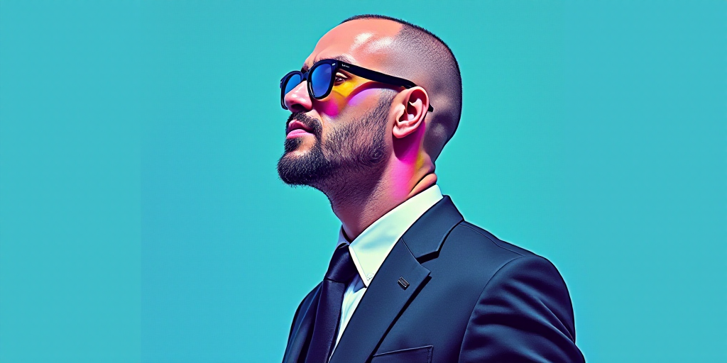 a man in a suit and glasses with a blue background and a quote from the author, fausto prettiin mund