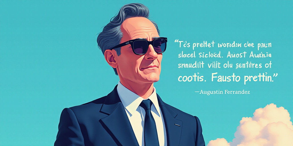 a man in a suit and glasses with a blue background and a quote from the author, fausto prettiin mund
