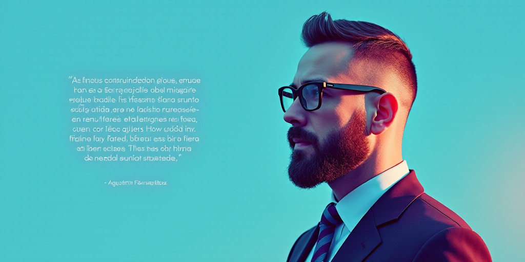 a man in a suit and glasses with a blue background and a quote from the author, fausto prettiin mund