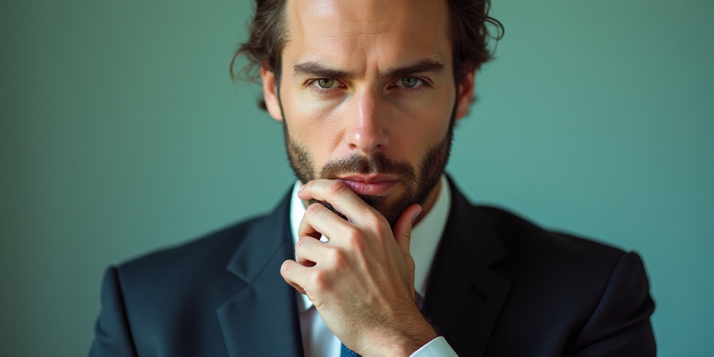 a man in a suit and tie is posing for a picture with his hands on his chin and his chin, Carlos Cata