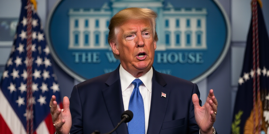 a man in a suit and tie making a speech in front of a white house sign and flag behind him, Eric Din