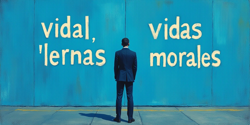 a man in a suit standing in front of a blue background with the words vidal llernas morales, Eduardo