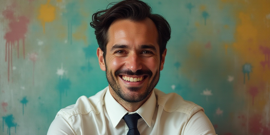a man in a tie is smiling for the camera with a caption in spanish above him that reads, enrique cam