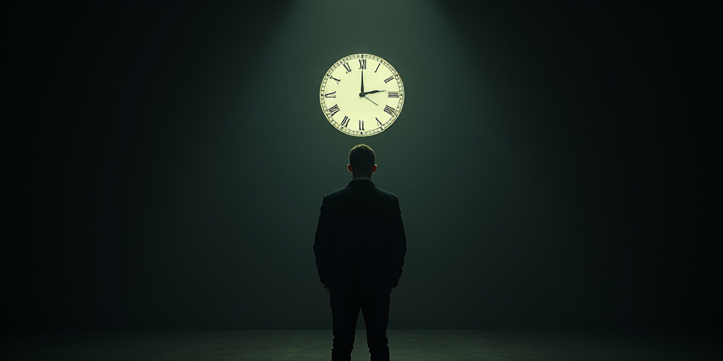 a man standing in a dark room with a clock in the background and the words, frank frankelstern, Anne