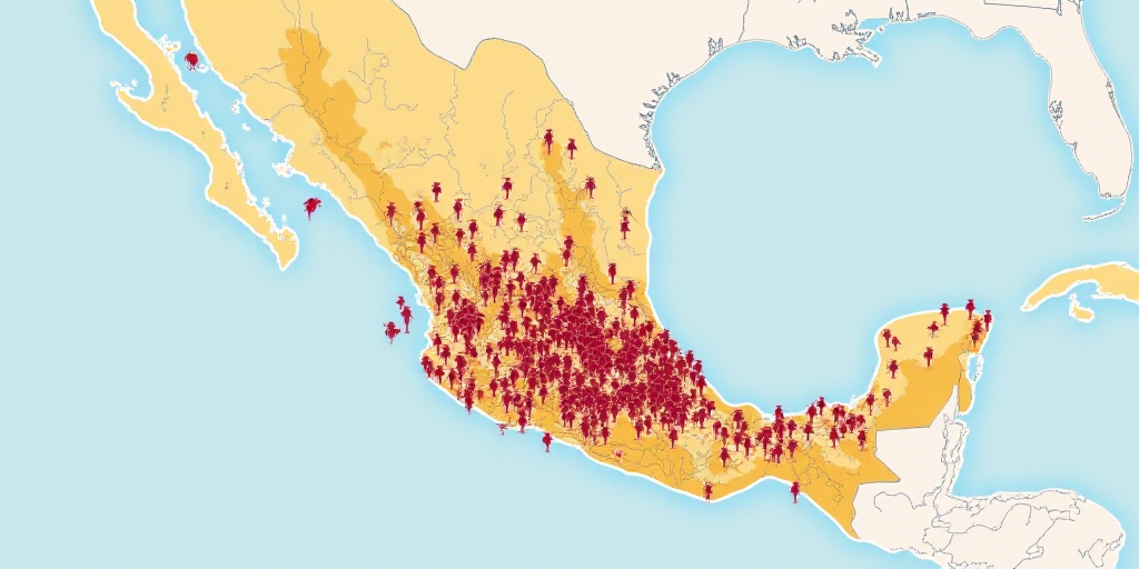 a map of mexico with the number of people in each country and the number of people in the country, A