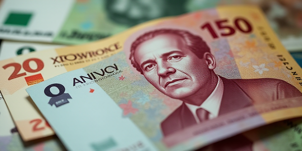a pile of mexican currency is shown in this image, with a lot of money in the background,, Aquirax U