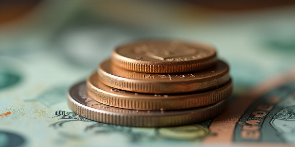 a pile of money with a penny on top of it and a coin on the bottom of the pile, Avgust Černigoj, ma