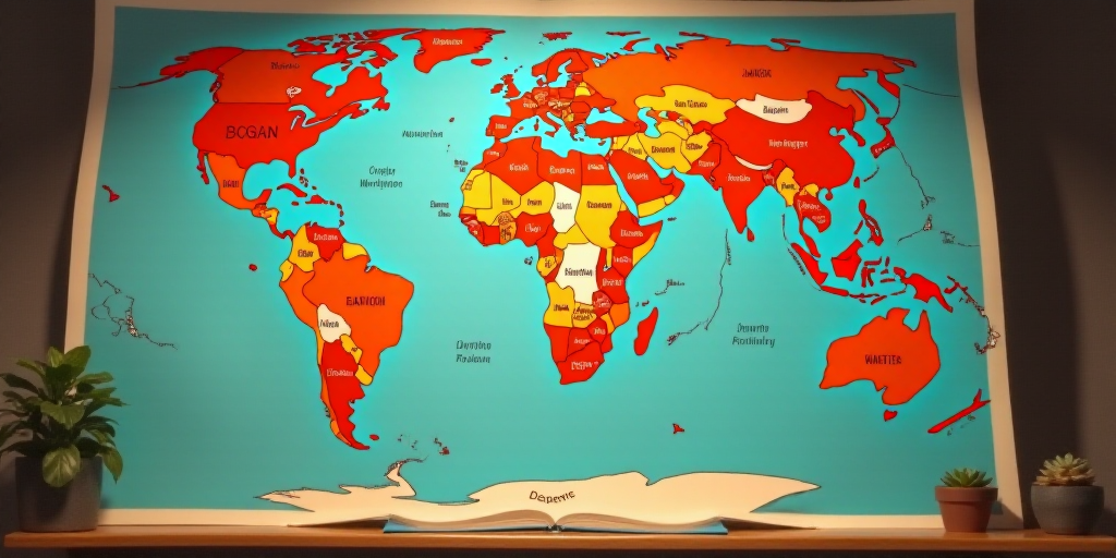 a poster with a map of the countries and their flags on it, and a description of the countries, Eddi