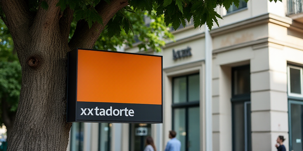 a sign for a bank with a tree in front of it and a building behind it that says before xxx banorte,