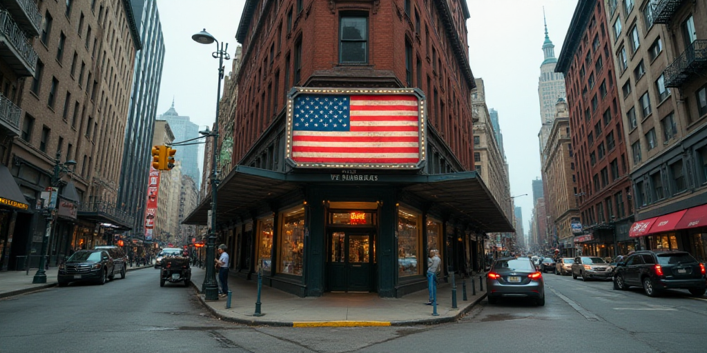 a sign on a building advertising a team of baseball players on the street in new york city, new york