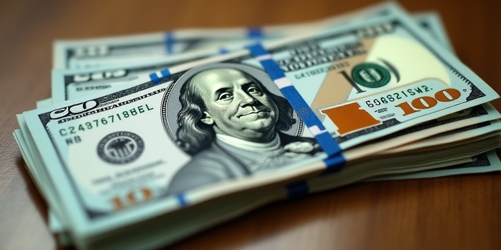 a stack of twenty dollar bills with a man's face on top of it and a few bills below, Benjamin Frankl