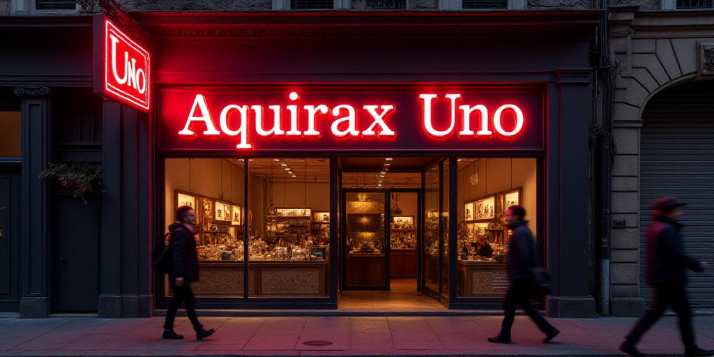 a storefront with a neon sign above it and people walking by it in the background and a red neon sig
