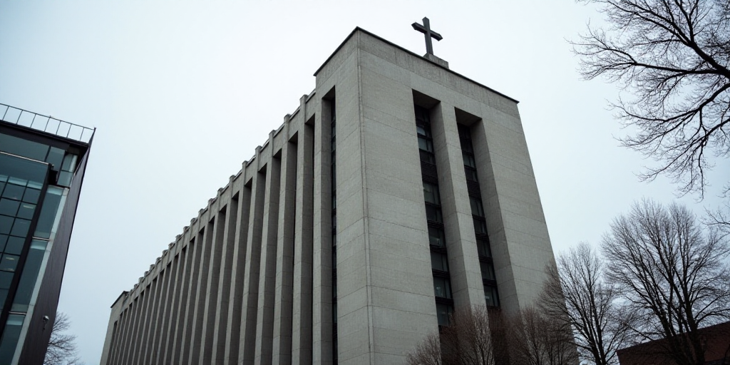 a tall building with a cross on top of it and a sign in front of it that says european central bank,