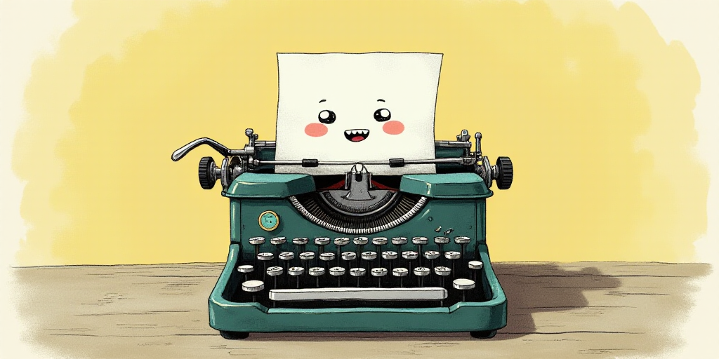 a typewriter with a face drawn on it and a caption for the words opinion and a question, Edward Otho