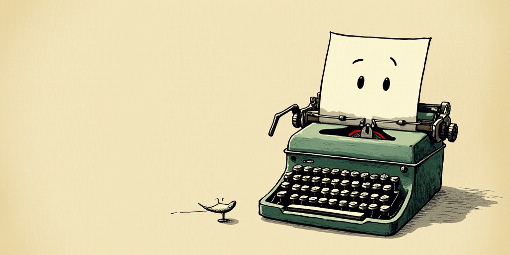 a typewriter with a face drawn on it and a caption for the words opinion and a question, Edward Otho