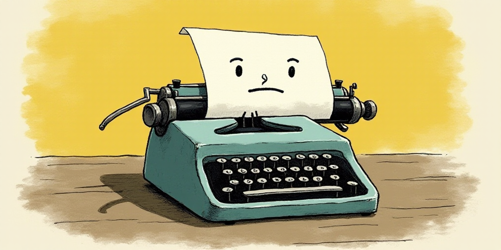 a typewriter with a face drawn on it and a caption for the words opinion and a question, Edward Otho