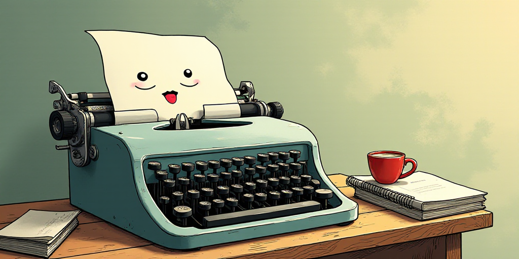 a typewriter with a face drawn on it and a caption for the words opinion and a question, Edward Otho