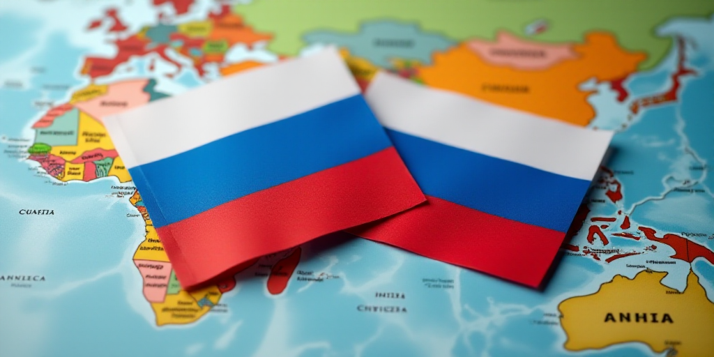 two flags are placed on a map of the world, with a blue and white one on top of the other, Dahlov Ip