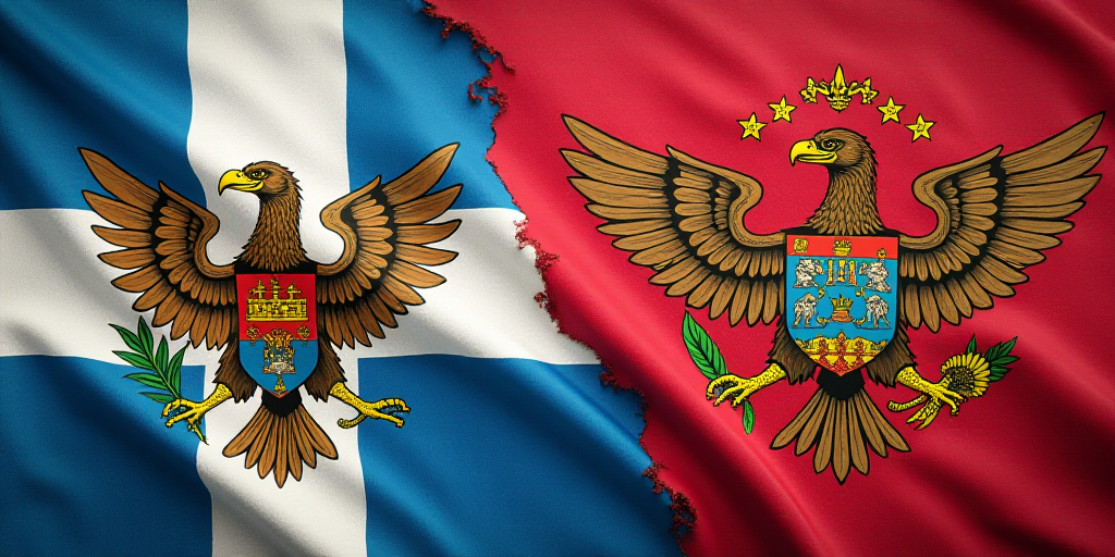 two flags with a eagle and snake on them, one of which is on the other side of the flag, Aquirax Uno