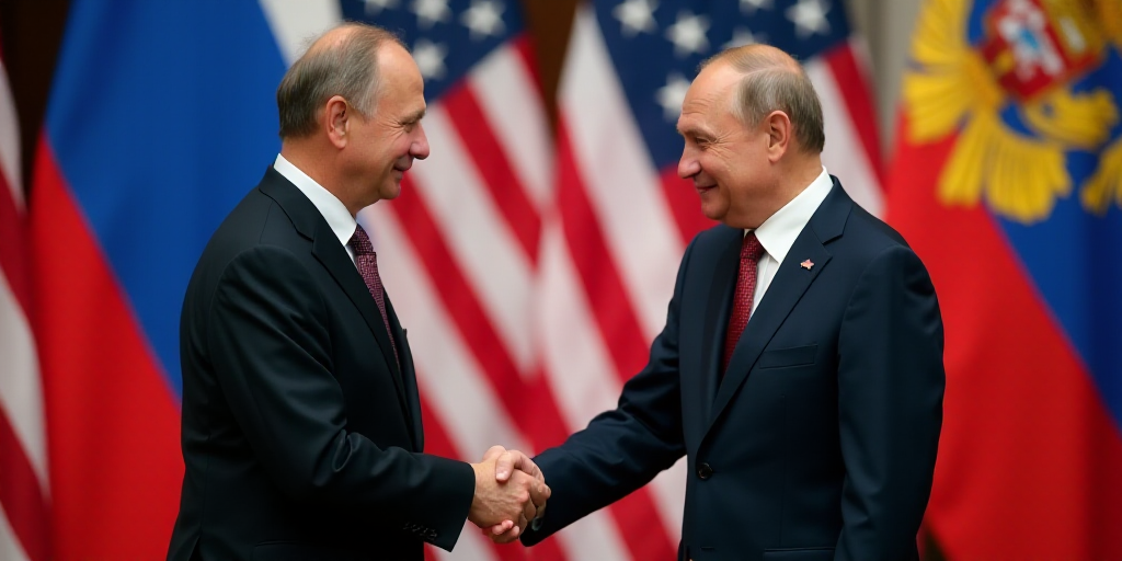 two men in suits shaking hands in front of flags of different countries and flags of the usa and the