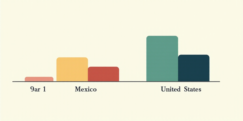 a bar graph showing the number of people in mexico and the number of people in the united states in
