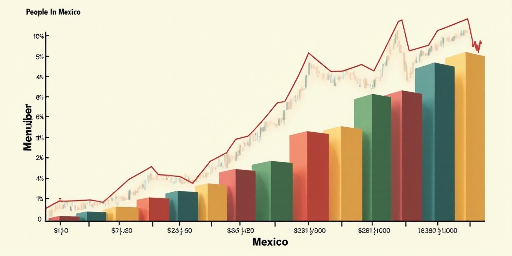 a bar graph with the number of people in mexico and the percentage of people in the country with the