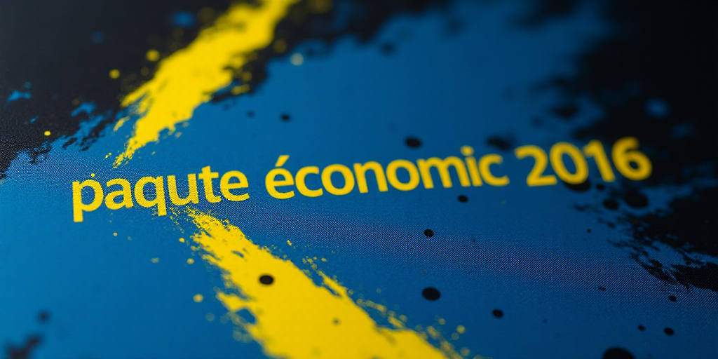 a blue and yellow poster with a black background and a yellow and white line that says, paquete econ