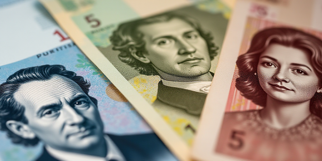 a bunch of different bills with a man's face on them and a woman's face on the back, Carl Gustaf Pil