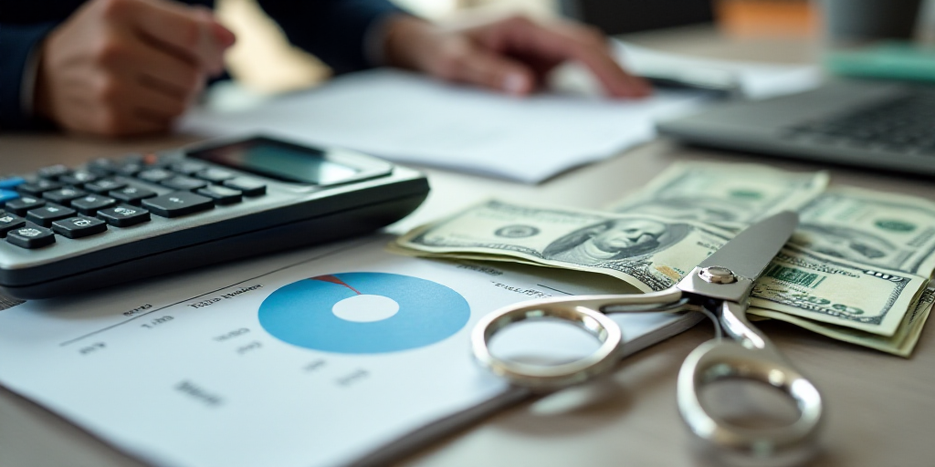 a calculator, a pair of scissors, and a pair of money are on a table with a calculator, Avgust Čern
