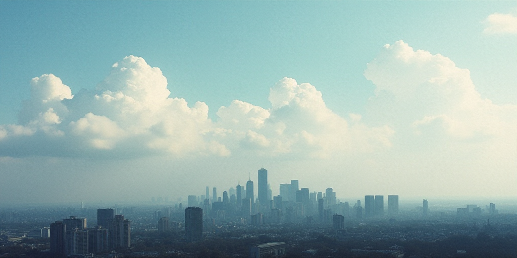 a city skyline with a lot of clouds in the sky and a few buildings in the distance with a few buildi