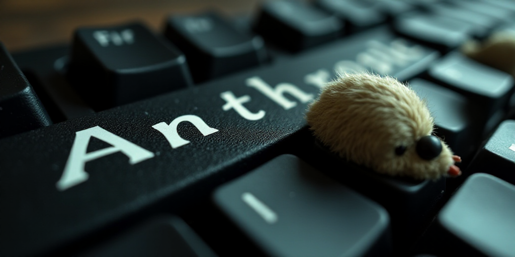 a close up of a keyboard with a mouse on it with the word anthropic on it, Chip Zdarsky, furaffinity