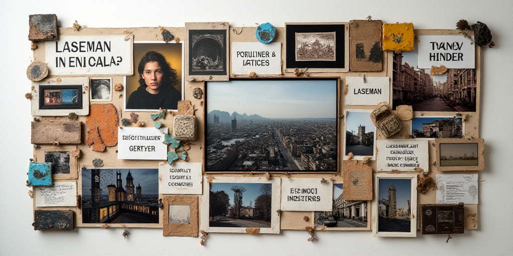 a collage of images with the words laseman en indicateres on them and a picture of a building, Diego