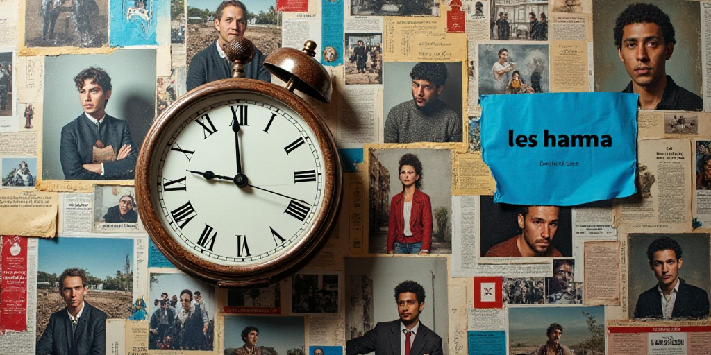 a collage of photos with a clock and a blue paper with a word on it and a group of people, Edi Rama,