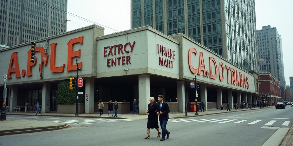 a couple of people walking down a street next to a tall building with a sign on it that says toronto