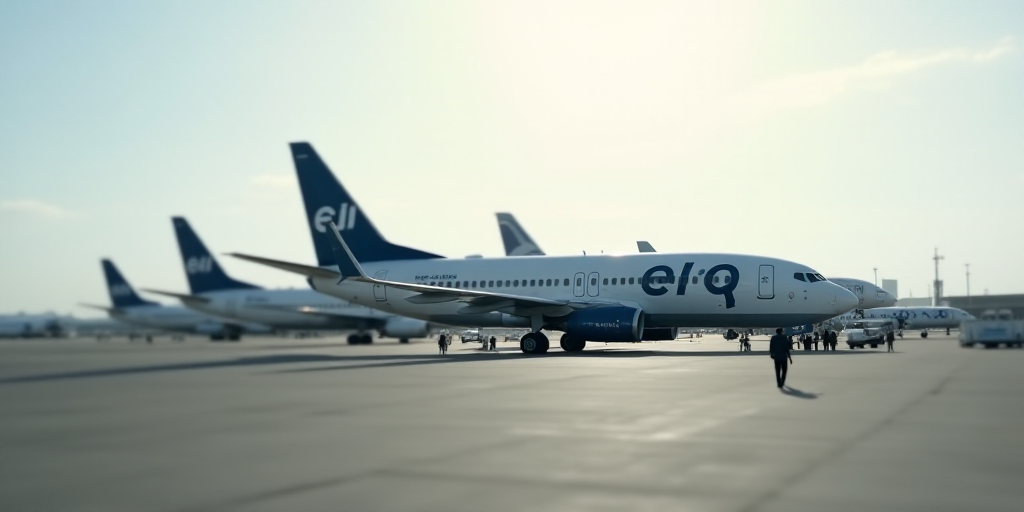 a group of airplanes parked on a runway at an airport with passengers walking around them and a man