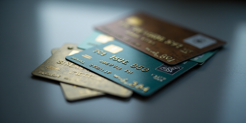 a group of credit cards sitting next to each other on a table with a logo on it and a logo for a ban