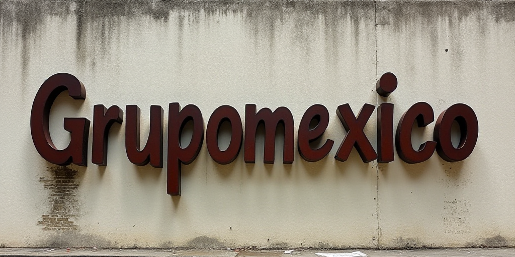 a group of metal letters on a wall with a logo on it that says grupomexico on it, David Alfaro Sique