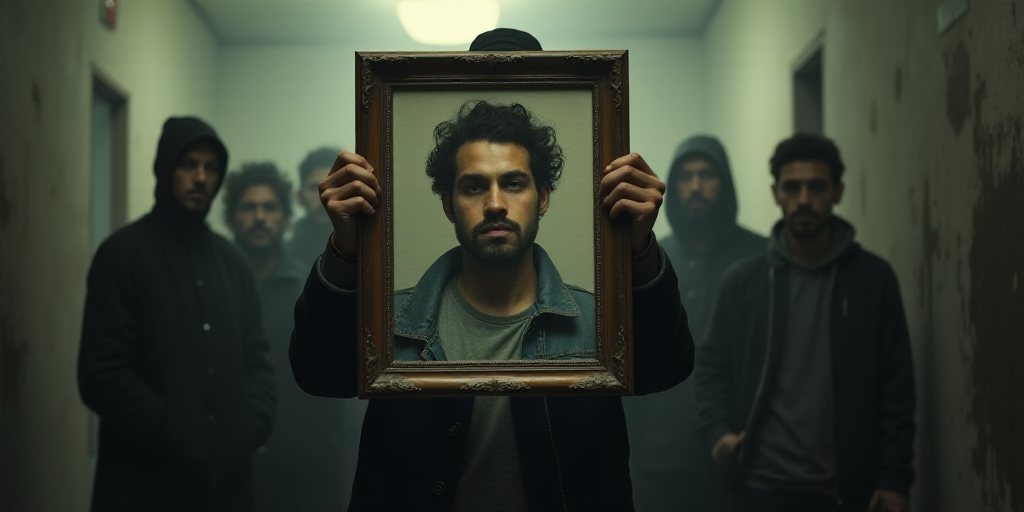 a group of people holding a picture of a man with a picture of a man in a picture frame, Estuardo Ma