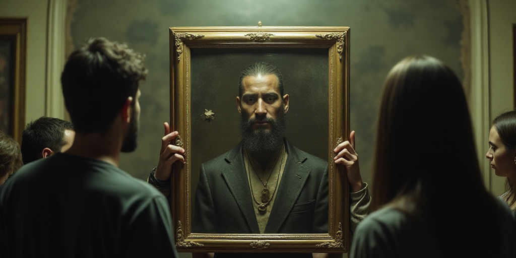 a group of people holding a picture of a man with a picture of a man in a picture frame, Estuardo Ma