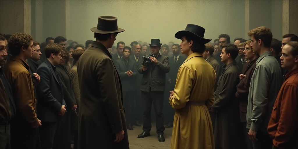 a group of people standing around each other in a crowd of people with cameras around them and a man