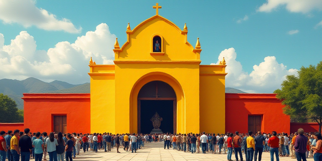 a group of people standing in front of a building with a crowd of people standing in front of it, Fe