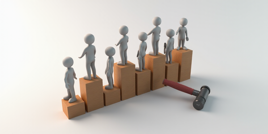 a group of people standing on top of a bar chart with tools in it and a hammer in the middle, Andrie