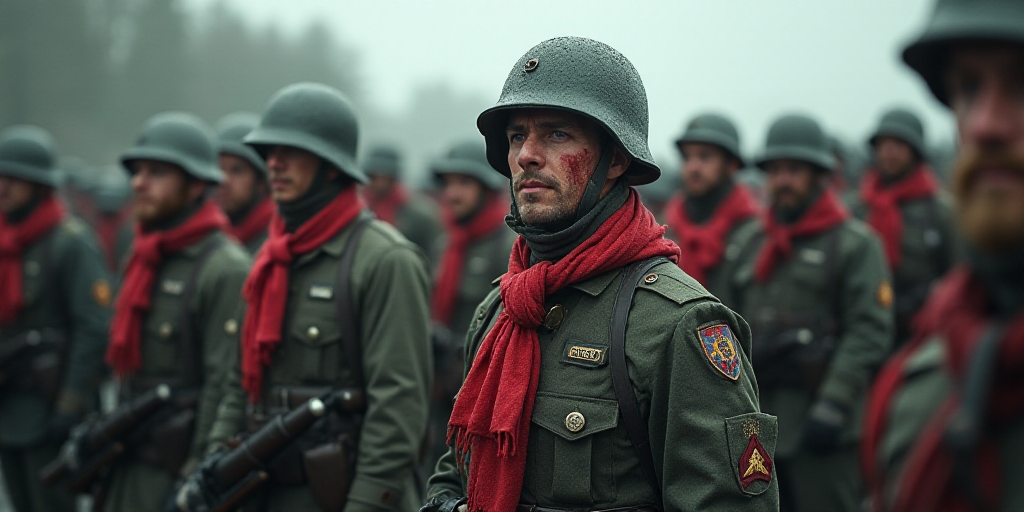 a group of soldiers with painted faces and body paint on their faces and in uniform, standing togeth