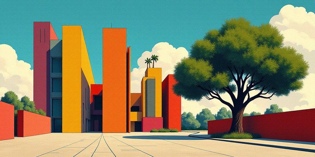 a group of tall buildings with a sky background and a tree in the foreground with a blue sky, David