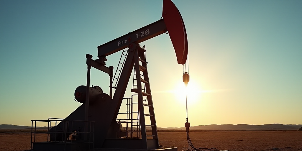 a large oil pump with the sun shining through it's windows and a ladder going up to it, Andries Stoc