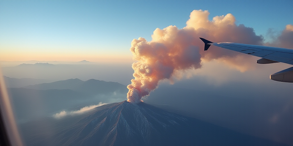 a large plume of smoke is seen from a plane window as it flies over a mountain range on fire, Cagnac